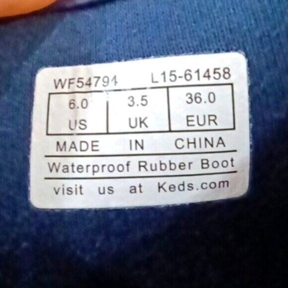Ladies Keds Waterproof Rubber Boots - Navy Blue with Umbrella Pattern Size 6 - Picture 9 of 10